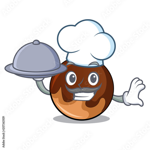 Chef with food chocolate donut mascot cartoon