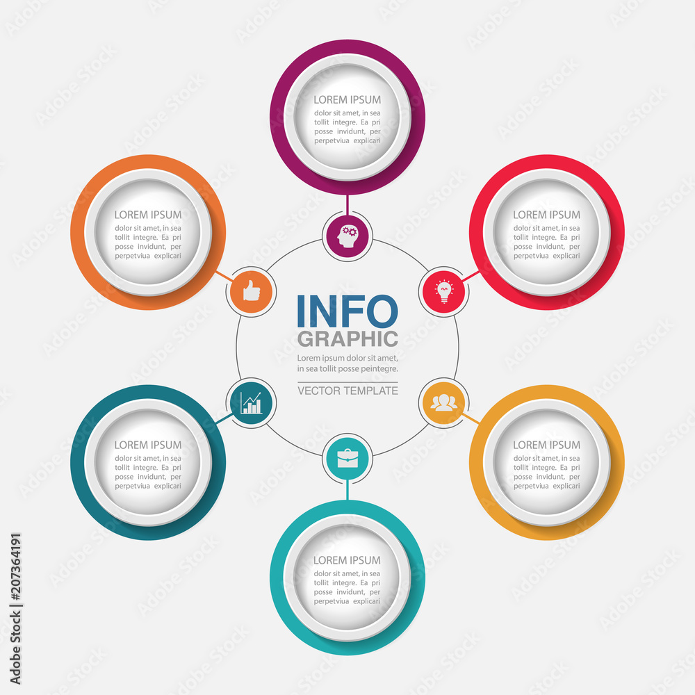Vector infographic template for diagram, graph, presentation, chart, business concept with 6 options. Vector infographic template for diagram, graph, presentation, chart, business concept with 6 options.