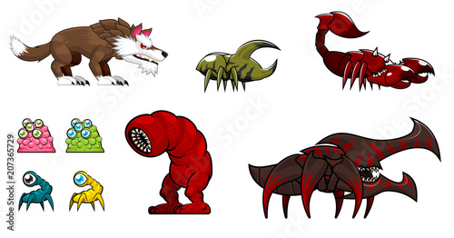 Collection of various monster illustrations