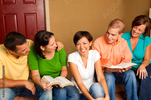 Small Group Bible Study. Multicultural small group.