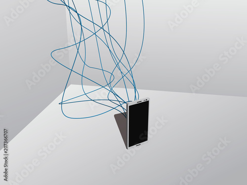 Phone in studio with wires © German Ovchinnikov
