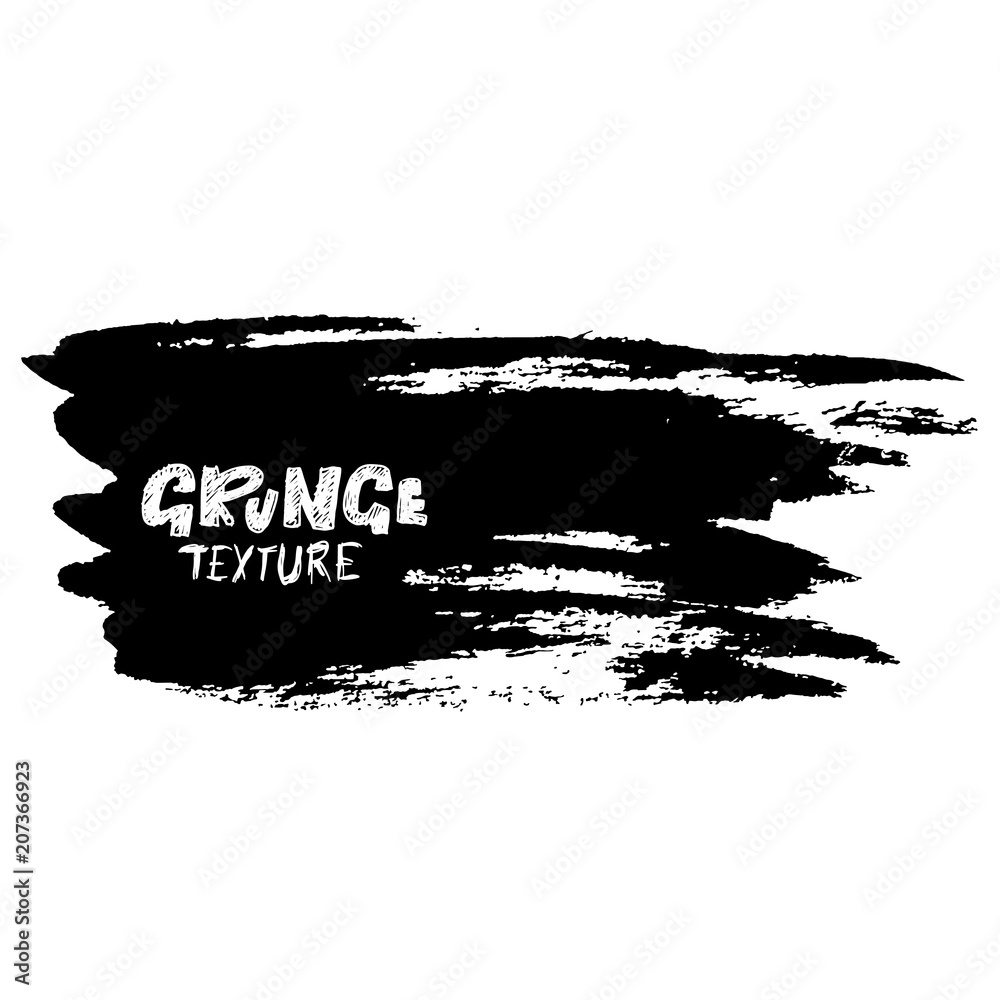 Ink vector dry brush stroke. Vector illustration. Grunge hand drawn watercolor texture. Space for text.