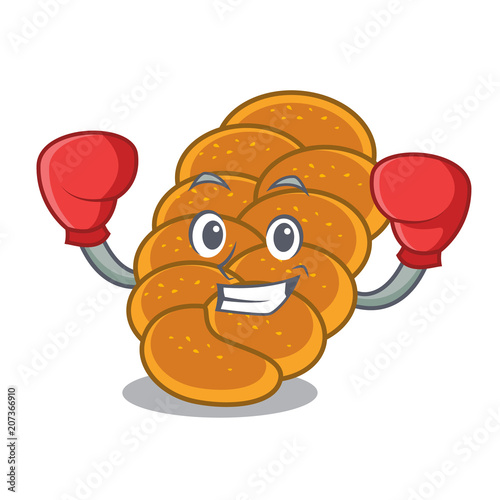 Boxing challah character cartoon style