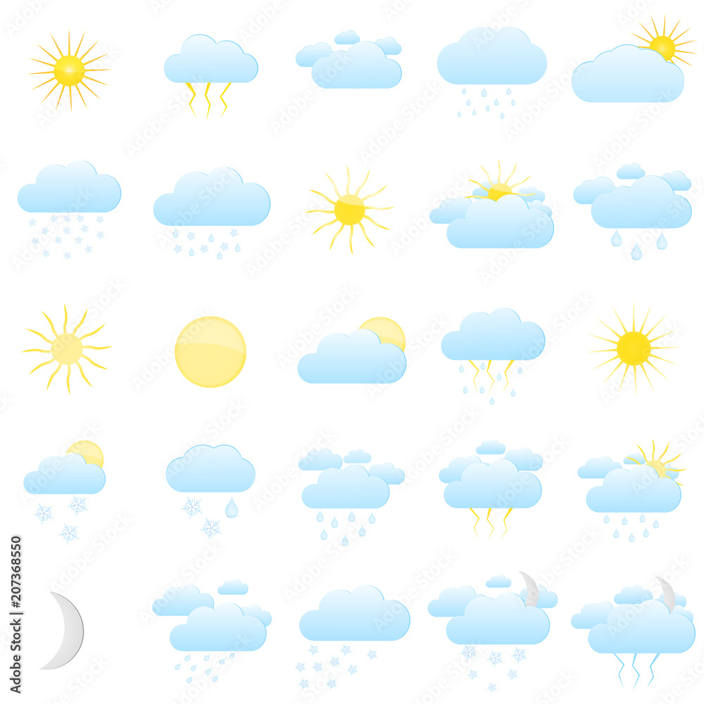 Fototapeta premium Set with icons for weather forecasting