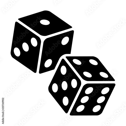 Two dice to gamble or gambling in craps flat vector icon for casino apps and websites