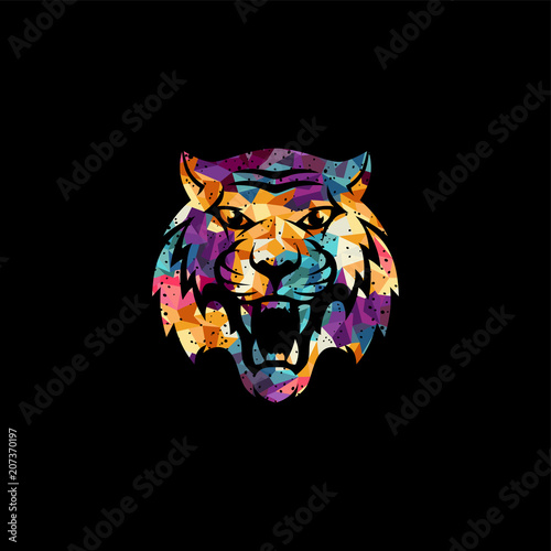 Fototapeta Naklejka Na Ścianę i Meble -  intimidating tiger front view theme logo template