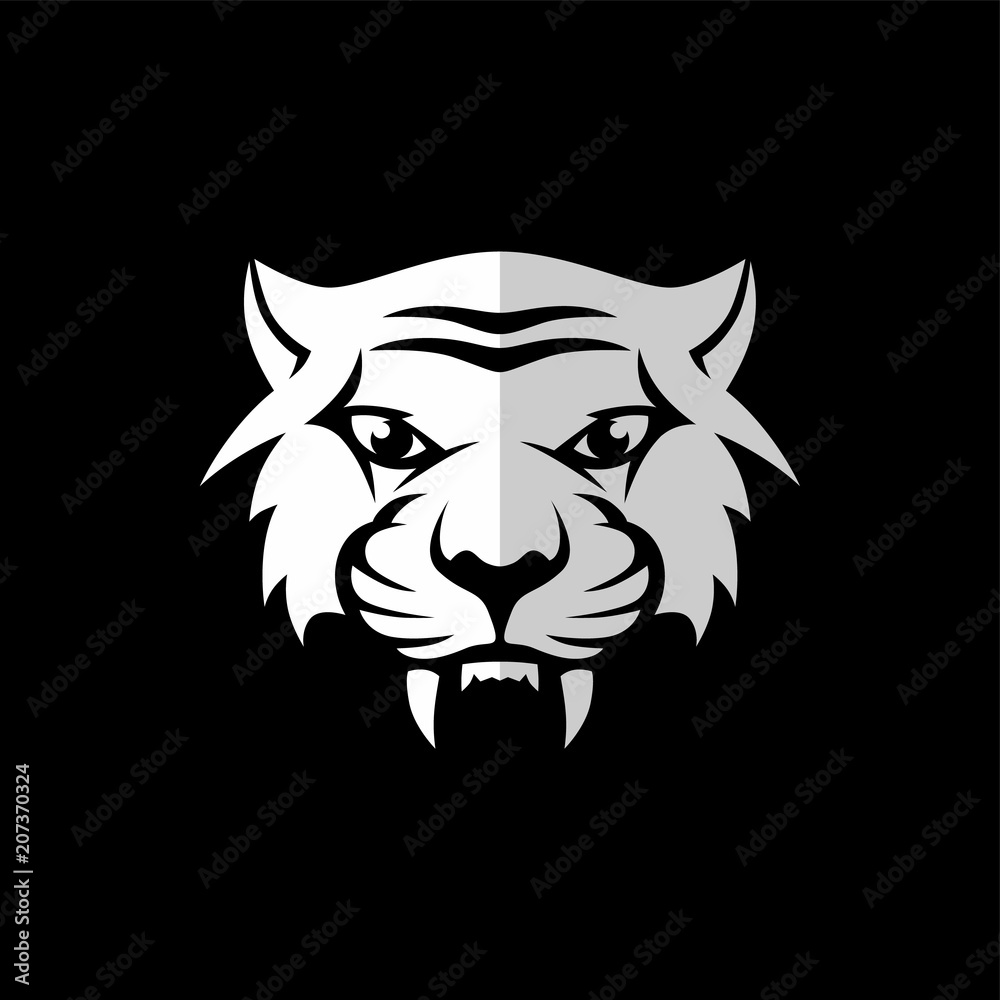 intimidating tiger front view theme logo template intimidating tiger front view theme logo template