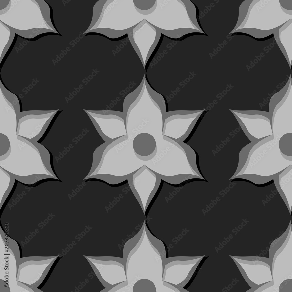 Seamless floral pattern. Gray 3d designs Seamless floral pattern. Gray 3d designs