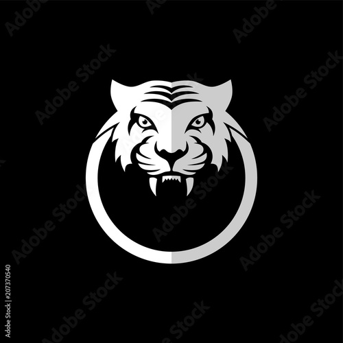 Fototapeta Naklejka Na Ścianę i Meble -  intimidating tiger front view theme logo template