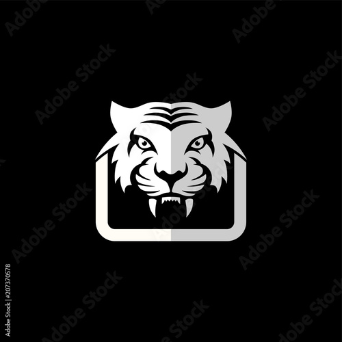 Fototapeta Naklejka Na Ścianę i Meble -  intimidating tiger front view theme logo template