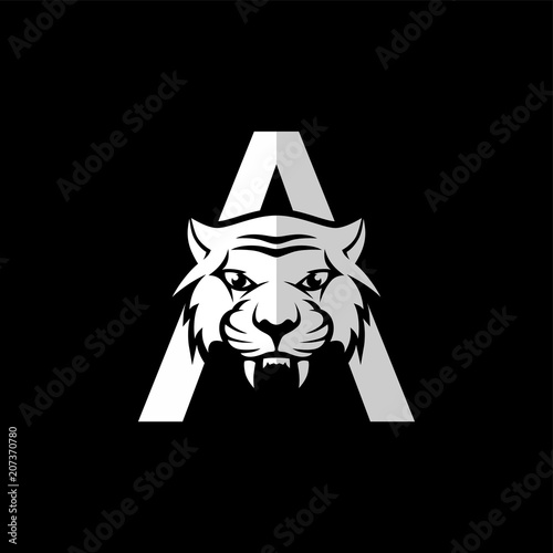 Fototapeta Naklejka Na Ścianę i Meble -  intimidating tiger front view theme logo template