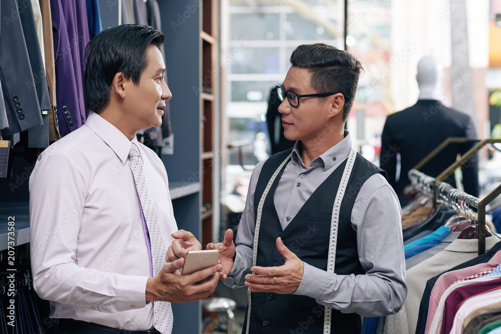 Talking to salesman Talking to salesman