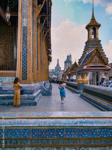 Tourist around Grand Palace in Thailand