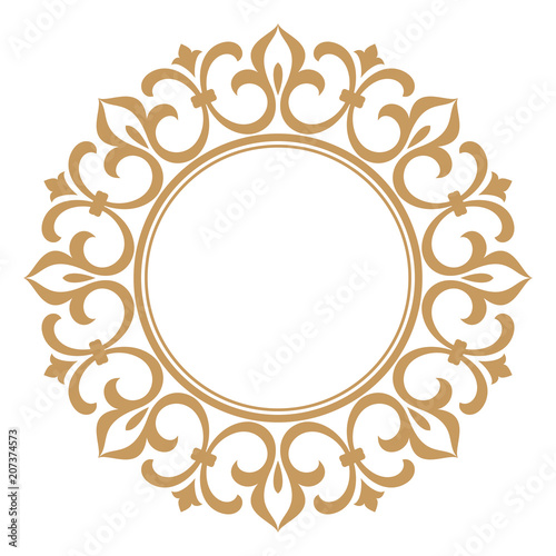Decorative frame. Elegant vector element for design in Eastern style, place for text. Floral golden border. Lace illustration for invitations and greeting cards.