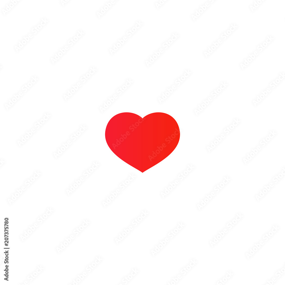 Simple common red heart icon isolated on white background
