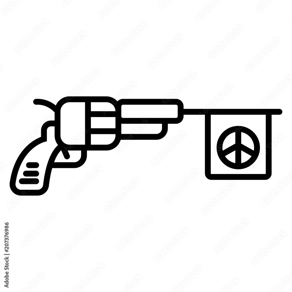 Gun with flag toy icon Gun with flag toy icon