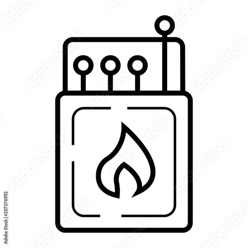 Open matchbox with matchsticks linear icon
