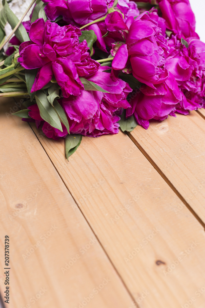 flowers bouquet on wooden background.copy space flowers bouquet on wooden background.copy space