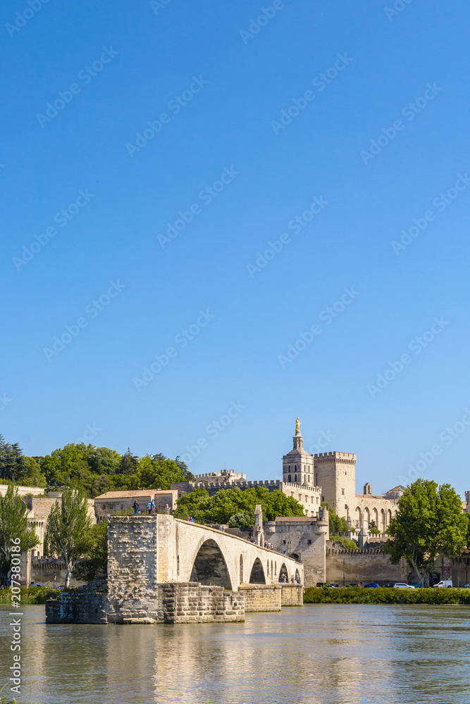 The Saint-Benezet bridge, also known as Avignon bridge, and the Papal palace, with the Notre-Dame des Doms cathedral and Campane tower, are part of the most important medieval Gothic complex worldwide