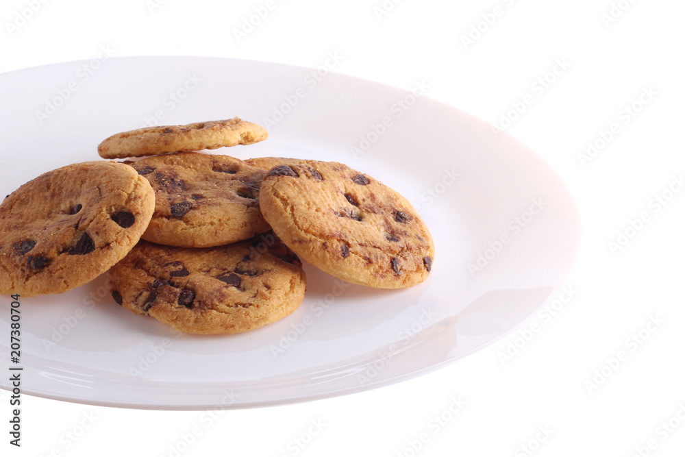 cookies isolated on white background on plate cookies isolated on white background on plate