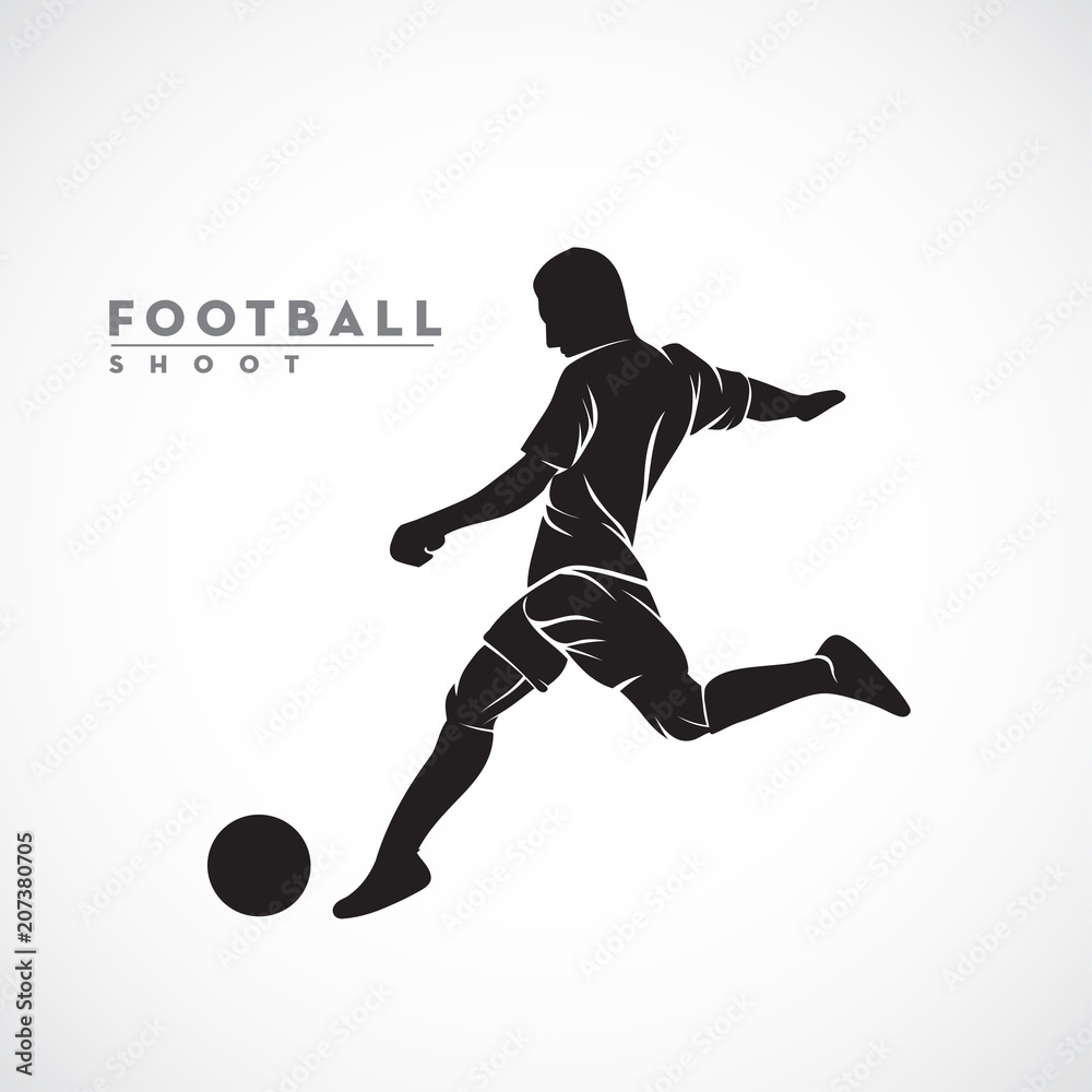 silhouette football player ready to shoot the ball
