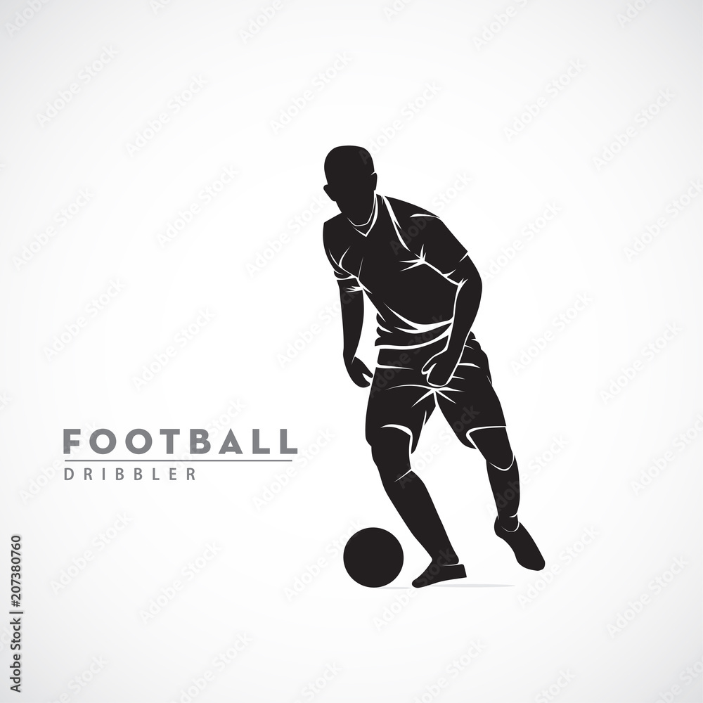 Fototapeta premium silhouette football player dribbling the ball