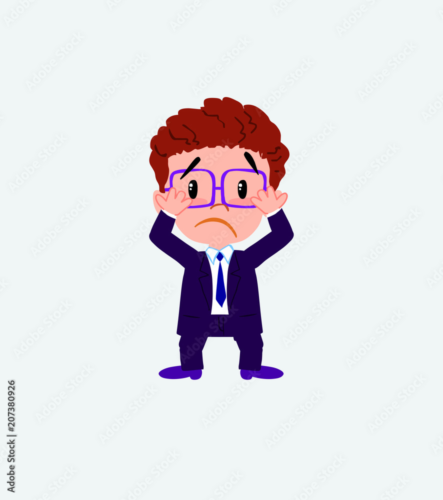 Businessman with glasses, surprised.