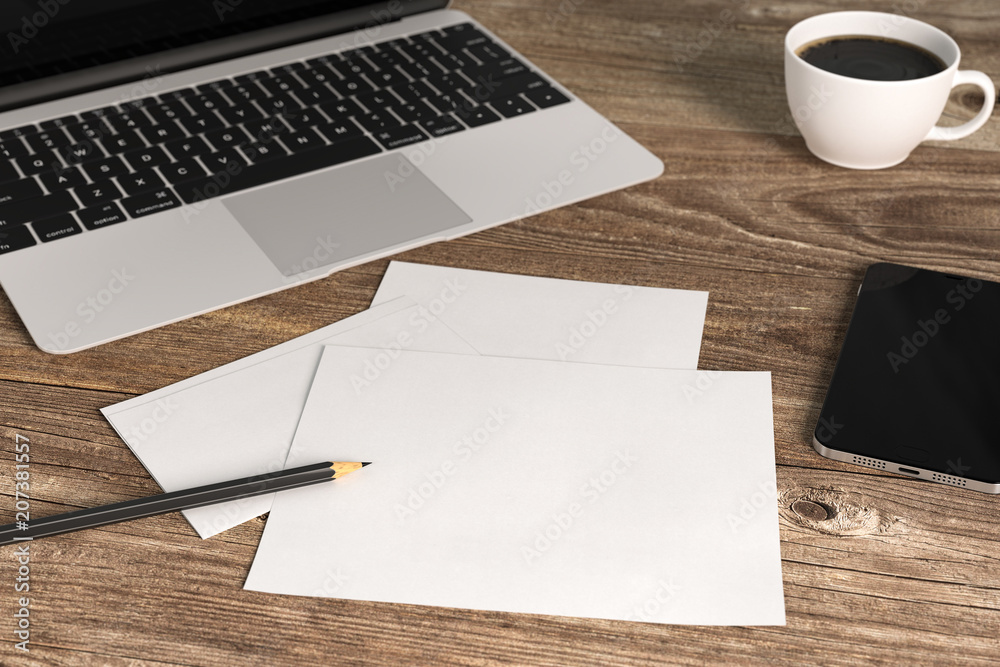 3D Schreibtisch mit notizen 3D Schreibtisch mit notizen