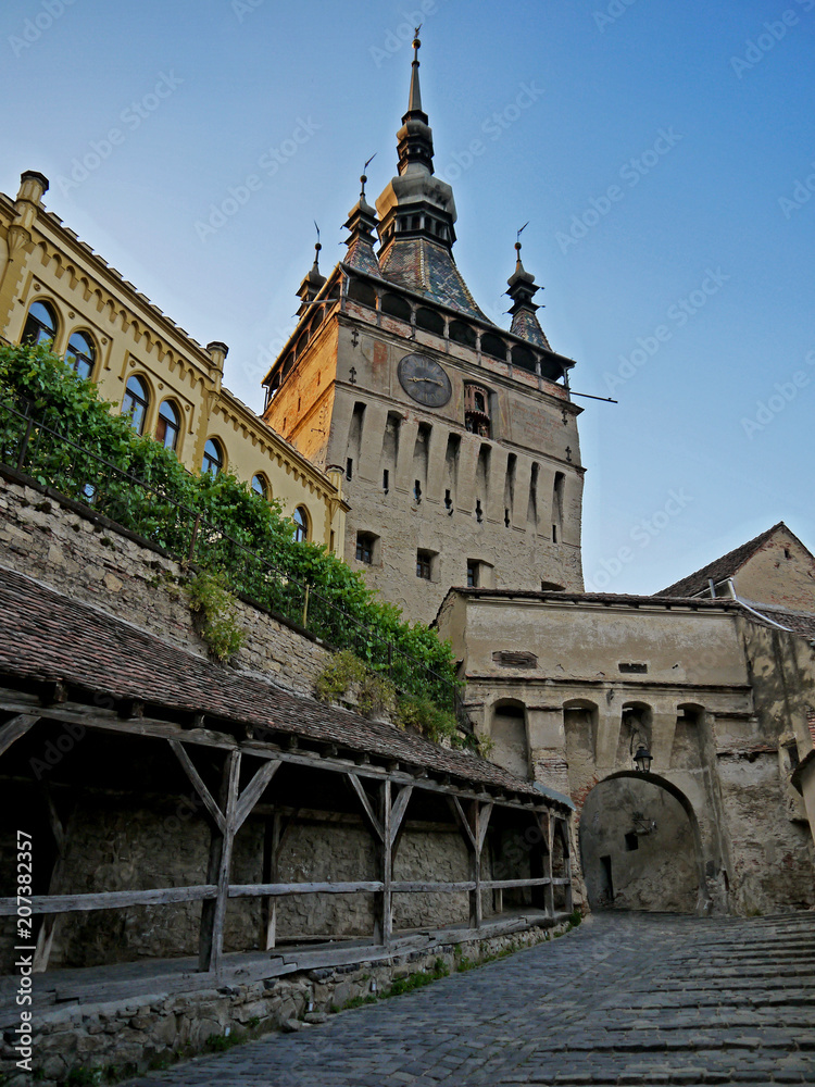 Castle in romania stock images. Sighisoara Romania. Clock Tower Sighisoara Transylvania. Sighisoara old town. Old houses in Romania. Ancient architecture in Transylvania