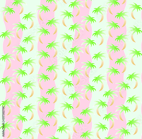 Hintergrundmuster mit Palmen und pastellfarbenen Wellen