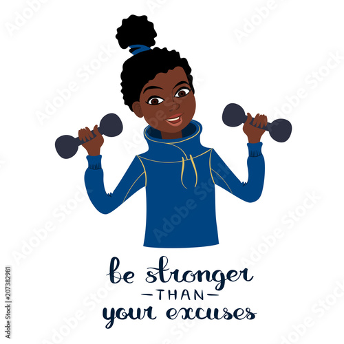 Girl with dumbbells