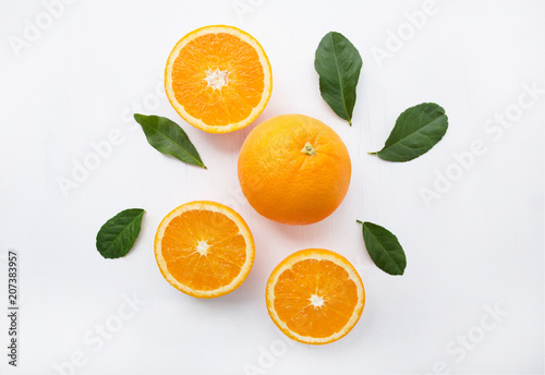 Fresh orange citrus fruit on white background.