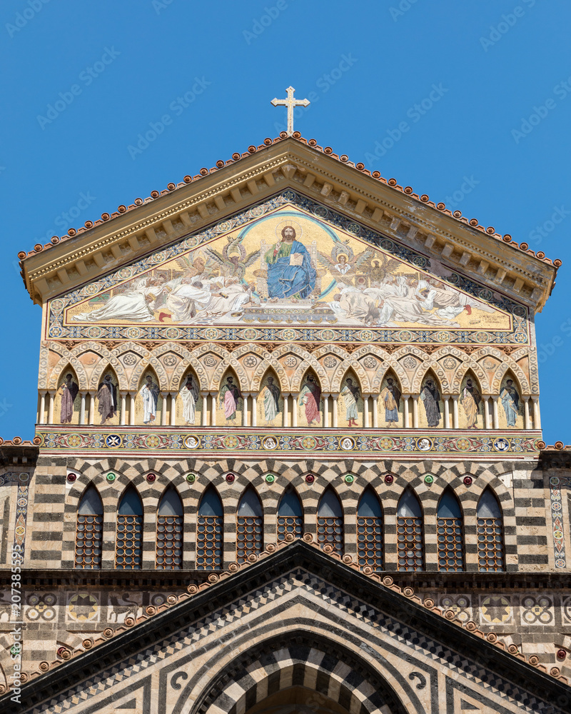 The facade of the cathedral of the St  Andrew in Amalfi. Italy