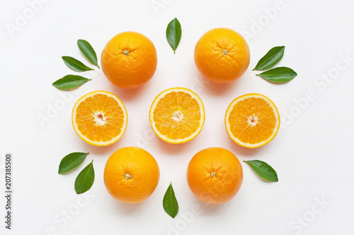 Fresh orange citrus fruit on white background. © Bowonpat