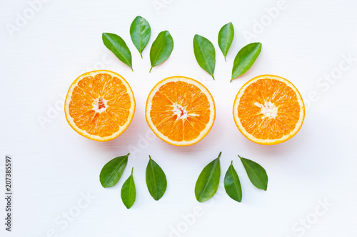 Fresh orange citrus fruit isolated on white background.