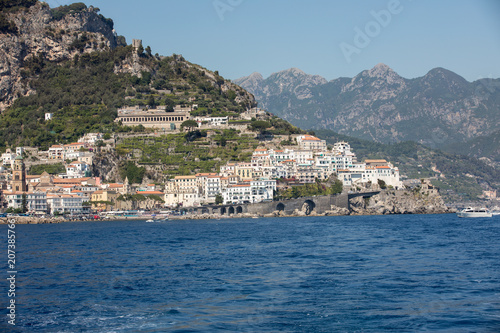 View of Amalfi. Amalfi is a charming resort town on the scenic Amalfi Coast of Italy. © wjarek
