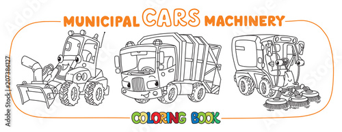 Funny small municipal cars with eyes