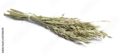 Dried medicinal herbs raw materials isolated on white. Avena.