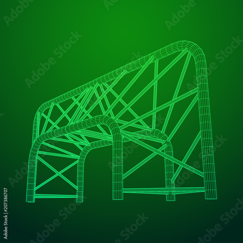 Truss girder element. Wireframe low poly mesh vector illustration.
