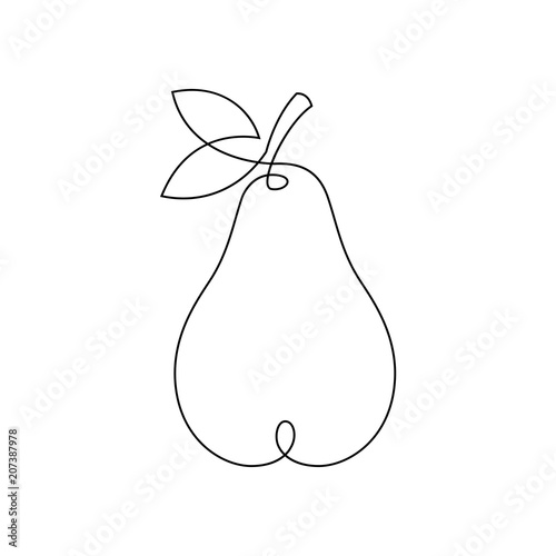 One line pear design. Hand drawn minimalism style vector illustration.