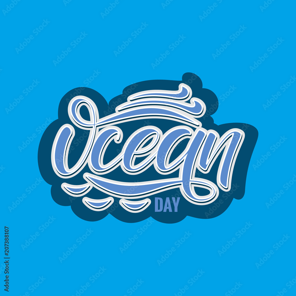 Oceans Day typography lettering Oceans Day typography lettering