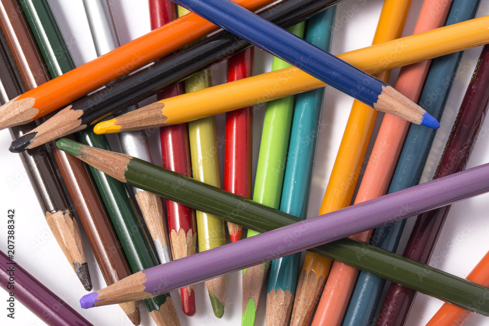 Color pencils isolated on white background.Close up. Color pencils isolated on white background.Close up.