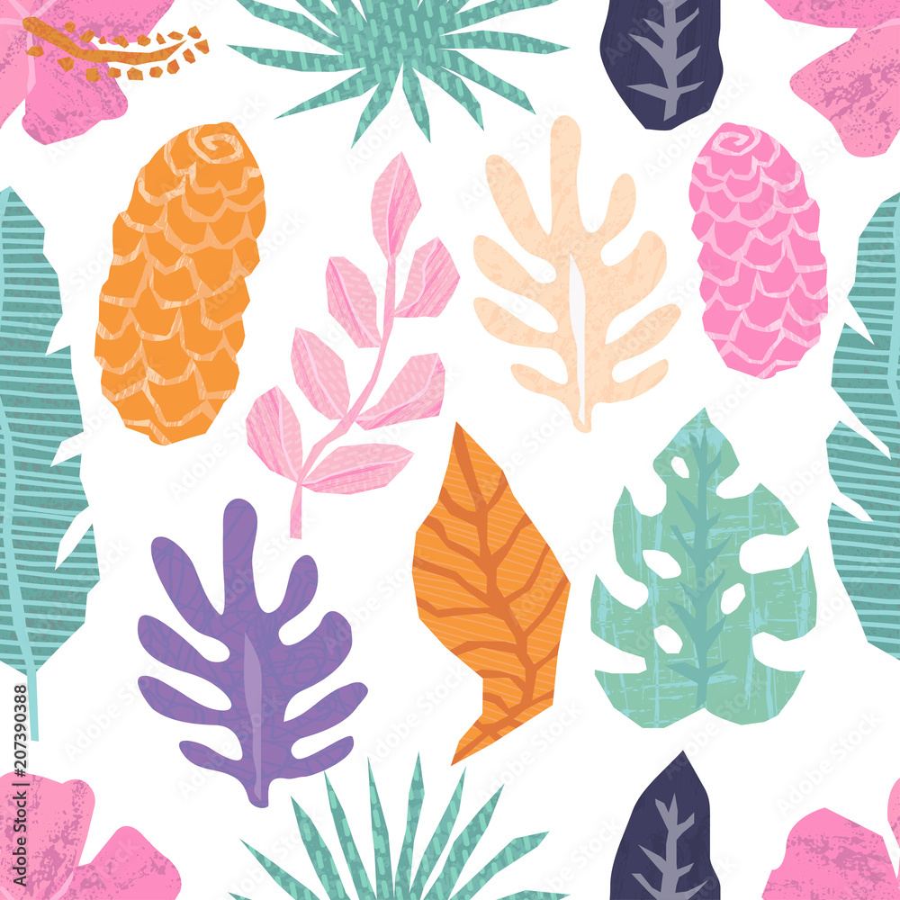 Vector seamless pattern with tropical jungle leaves. Vector seamless pattern with tropical jungle leaves.