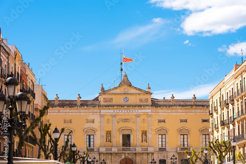 TARRAGONA, SPAIN – MAY 1, 2017: Neoclassical building of the mayoralty  (Palau Municipal). Copy space for text. photo