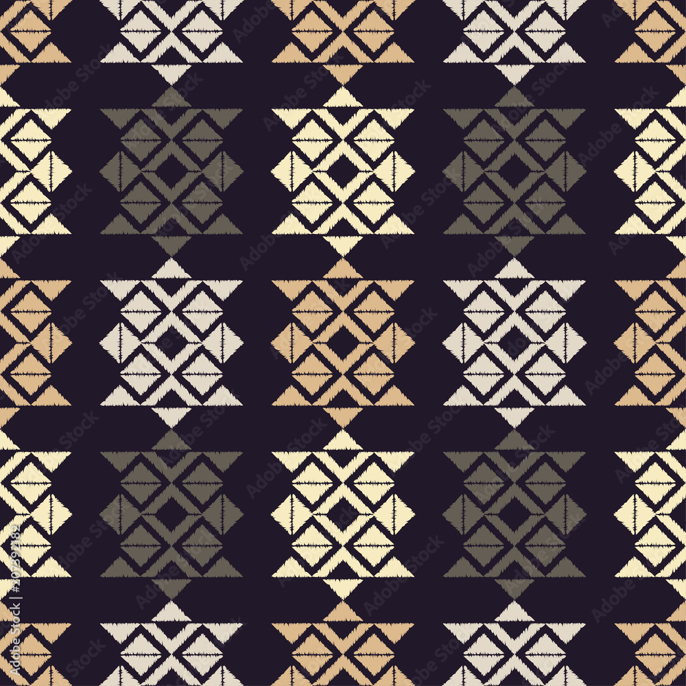 Fototapeta premium Ethnic boho seamless pattern. Hand hatching. Traditional ornament. Geometric background. Tribal pattern. Folk motif. Textile rapport.