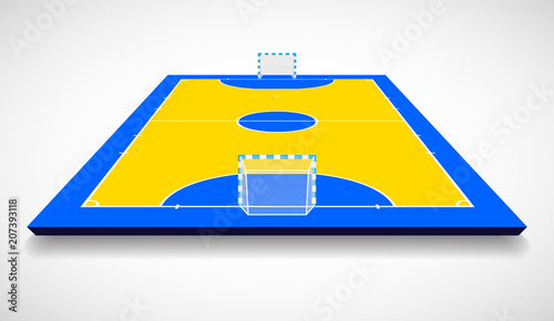 Futsal court or field perspective view vector illustration