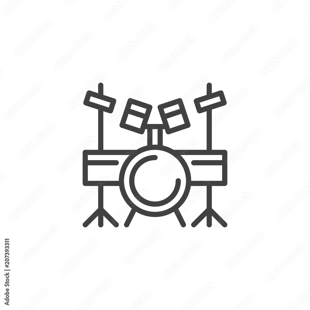 Drum set outline icon. linear style sign for mobile concept and web ...