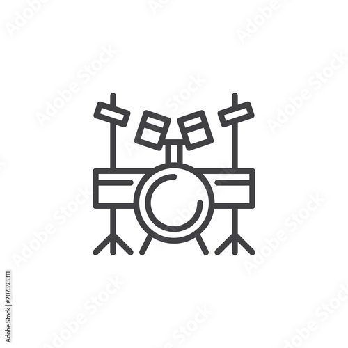 Drum set outline icon. linear style sign for mobile concept and web design. drum kit simple line vector icon. Symbol, logo illustration. Pixel perfect vector graphics