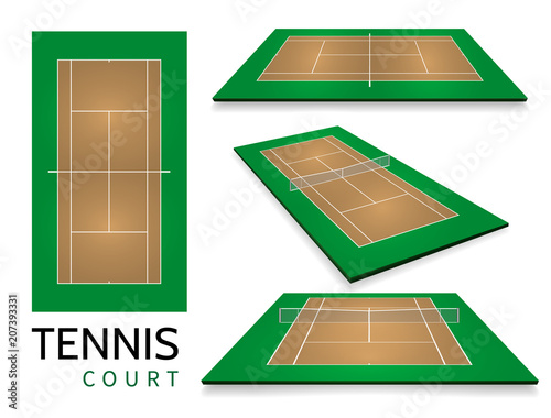 Tennis court . Top view and different perspective, eps10 vector