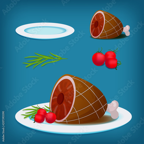 Plate with Grilled Meat and Vegetables